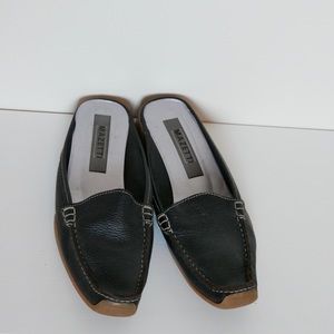 Slip on leather mules